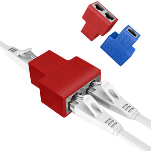 2 Pack Ethernet Splitter 1 to 2 Extender, BARDESTU RJ45 Splitter 2 Ports High Speed Internet LAN Cable Extension Connector 8P8C for Cat7/Cat6/Cat5/Cat5e, Red (Red)